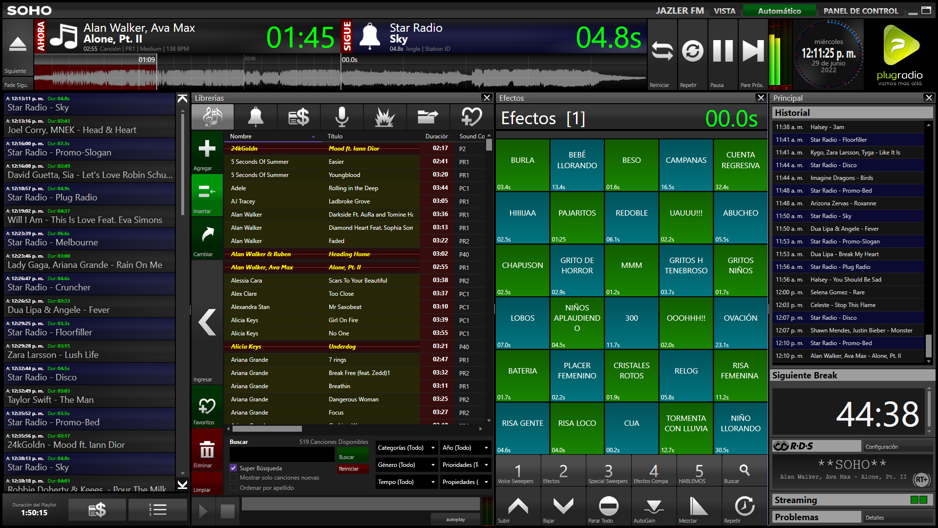 Jazler SOHO Pro — Pantalla principal